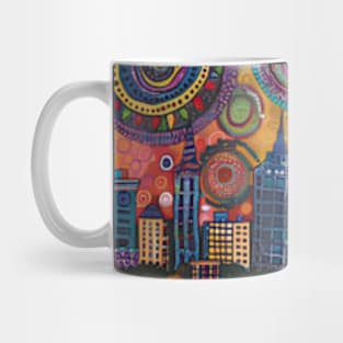 Atlanta Georgia City Skyline Whimsical Funky Colorful Art Mug